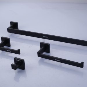 AFINION Matte Black 4-Piece Bathroom Hardware Set