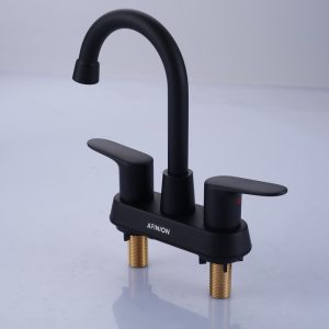 AFINION Matte Black 2-Handle Centerset Bathroom Faucet